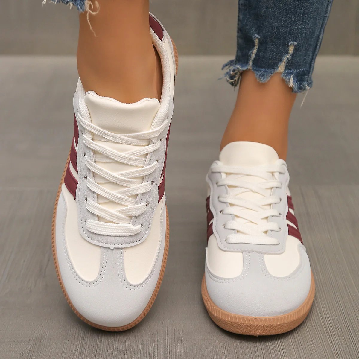 Pair of khaki Briony orthopaedic trainers, displayed from a slightly elevated perspective.