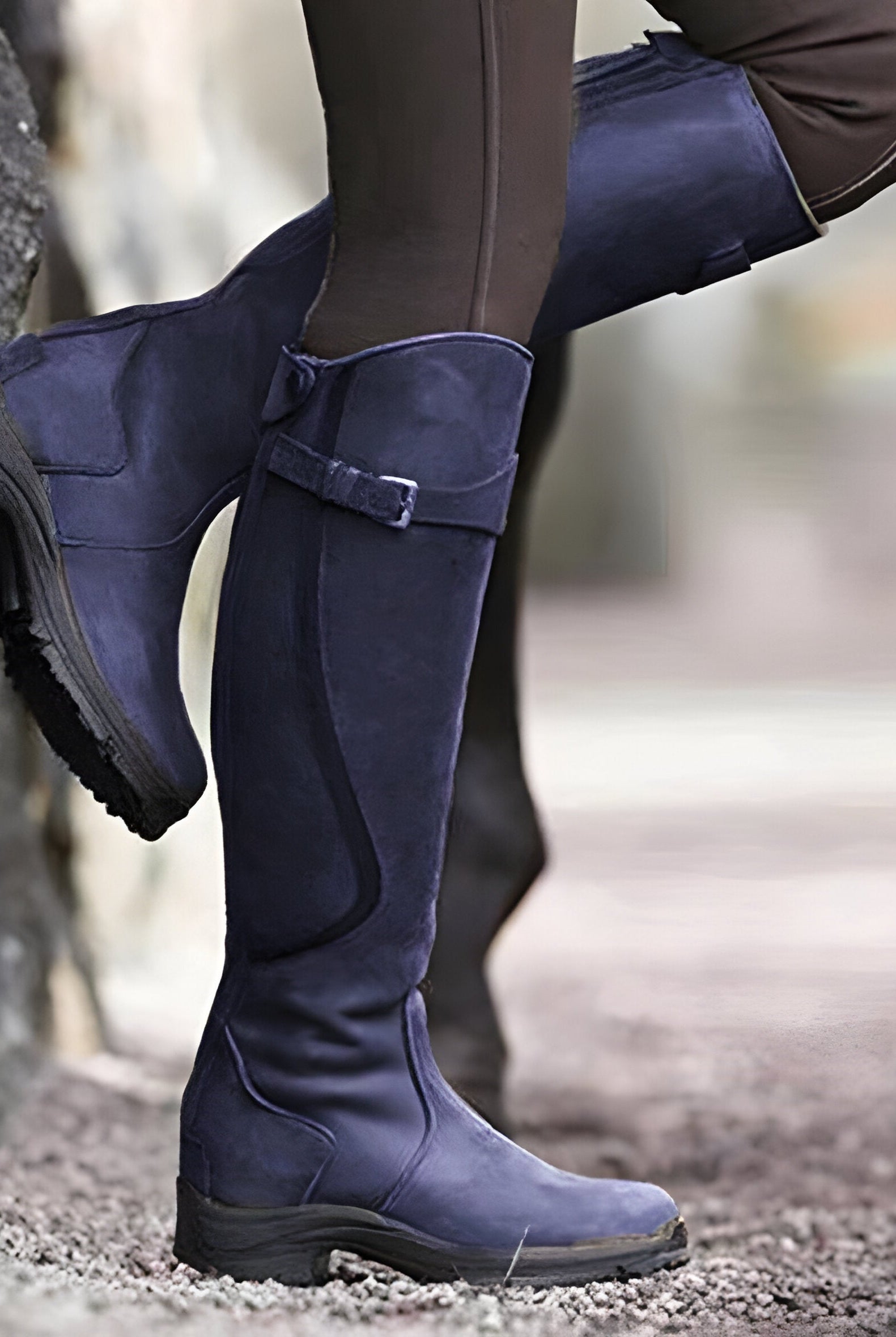 Side profile of a purple Calliope orthopedic leather boot, showcasing the ankle height and overall silhouette.