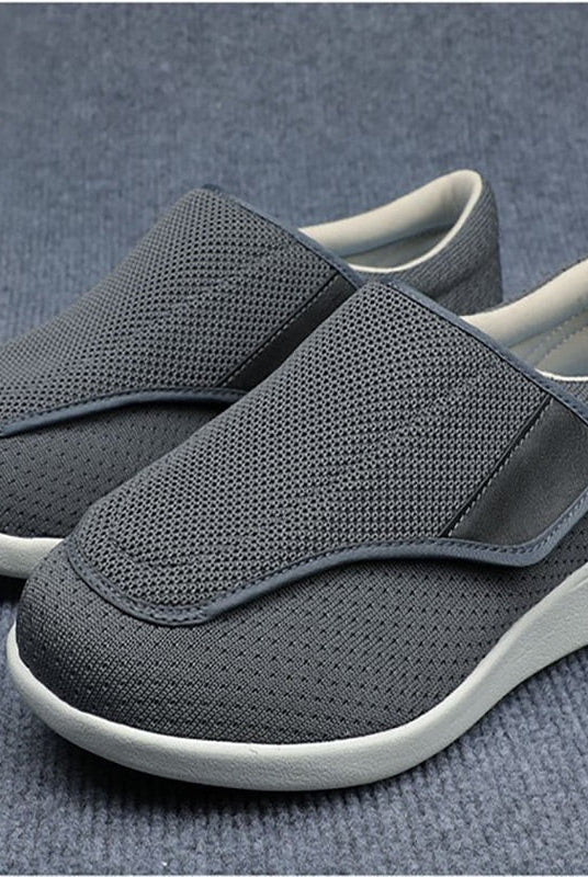 Overhead shot of a pair of Elara comfort shoes, emphasizing their spacious interior and accommodating fit for sensitive feet.