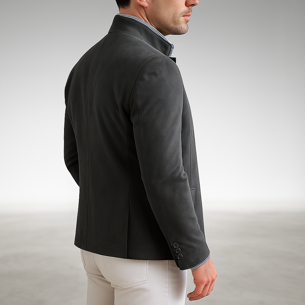 The Florian tailored everyday blazer in a different color variation, styled with complementary trousers for a complete outfit.