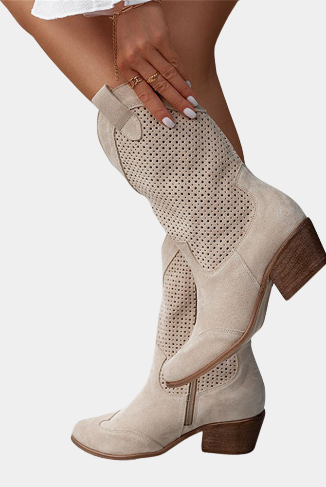 Side profile of the Hadley orthopedic cowboy boots, highlighting the stylish stitching and comfortable heel.