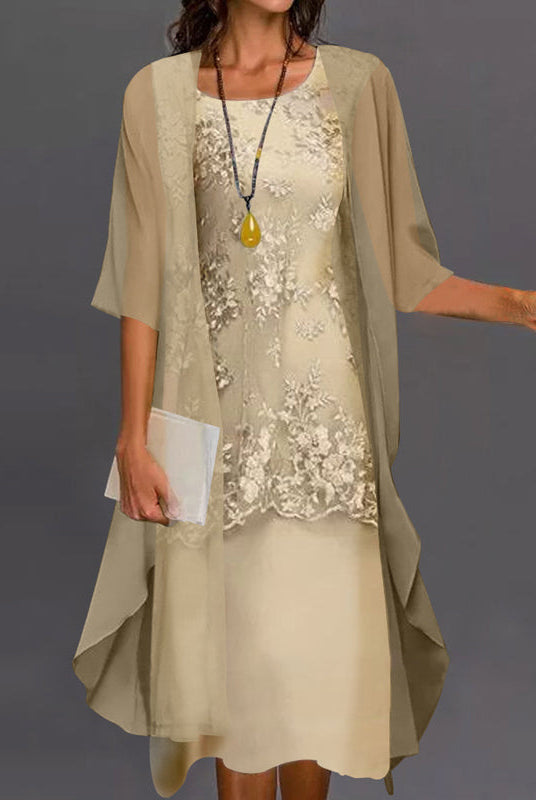 Back view of the yellow Lumi chiffon two-piece dress, showing the graceful movement of the skirt and top.