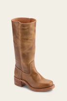 Anya classic western boots in dark brown, angled view, displaying the subtle stitching details on the shaft.