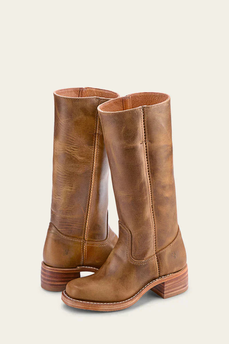 Close-up of the black Anya classic western boots, focusing on the textured material and heel construction.