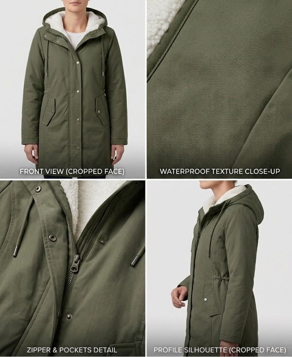 View of the Elara parka's interior pocket, convenient for securing small essentials.