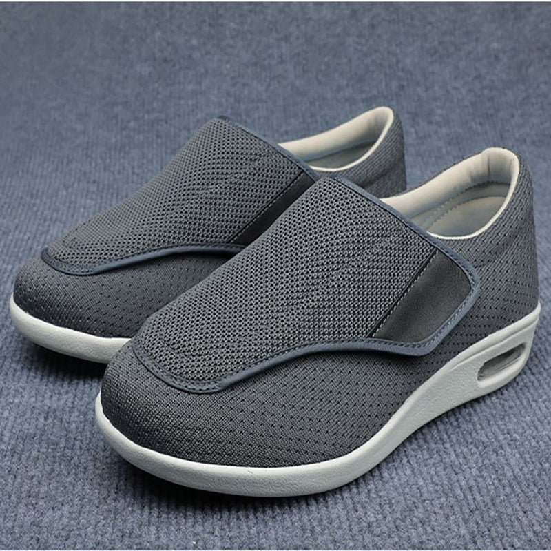 Overhead shot of a pair of Elara comfort shoes, emphasizing their spacious interior and accommodating fit for sensitive feet.