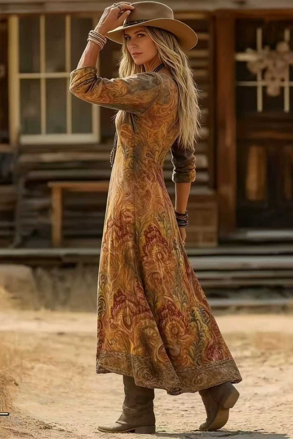 Detailed shot of the long sleeve and cuff area of the multicolour Elara bohemian floral maxi dress.