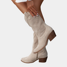 Side profile of the Hadley orthopedic cowboy boots, highlighting the stylish stitching and comfortable heel.