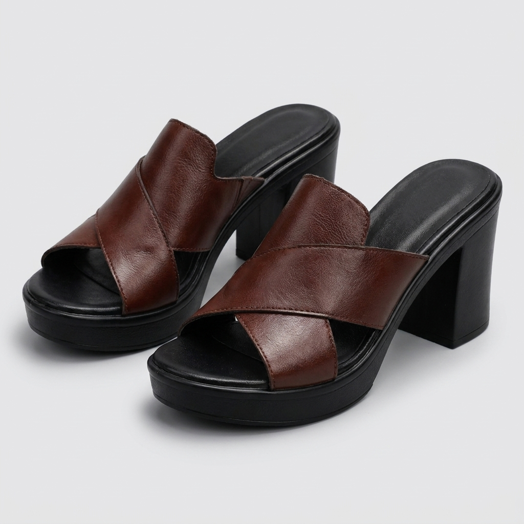 Detailed shot of the anti-slip sole pattern on the bottom of the elegant comfort sandals, ensuring secure grip.