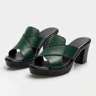 Overhead view of the brown elegant comfort sandals, displaying the full shape and the supportive arch design.