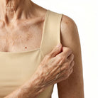 Inside view of the black Keisha comfort bra tanktop, focusing on construction and seams.
