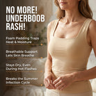 Close-up of the wide strap detail on the nude Keisha comfort bra tanktop.