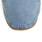 Back view of the Kian premium denim flat cap, displaying the smooth contour and quality finish.