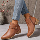 Close-up of the heel of the black Zara comfort ankle boot, illustrating its stable and supportive design.